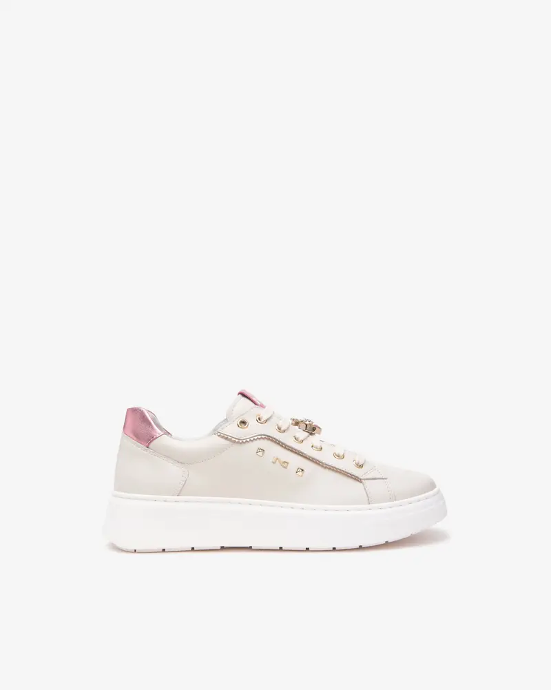 NeroGiardini Sneakers Donna in Pelle e Materiale Tecnico - Avorio