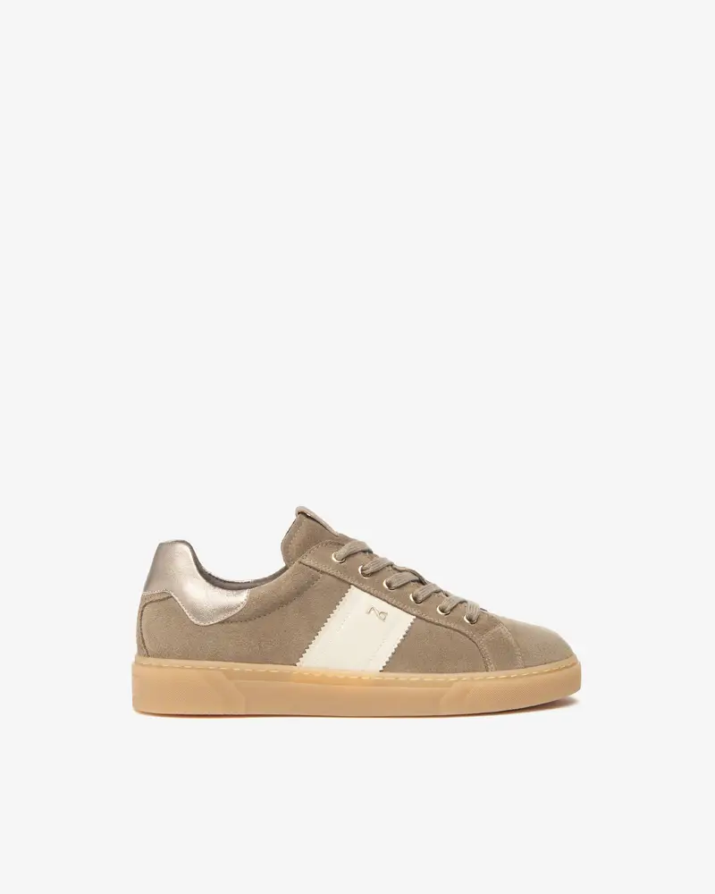 Sneakers Donna in Suede e Pelle - Beige