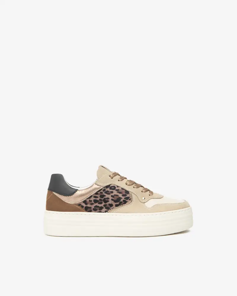Sneakers Donna in Suede, Pelle e Materiale Tecnico - Beige