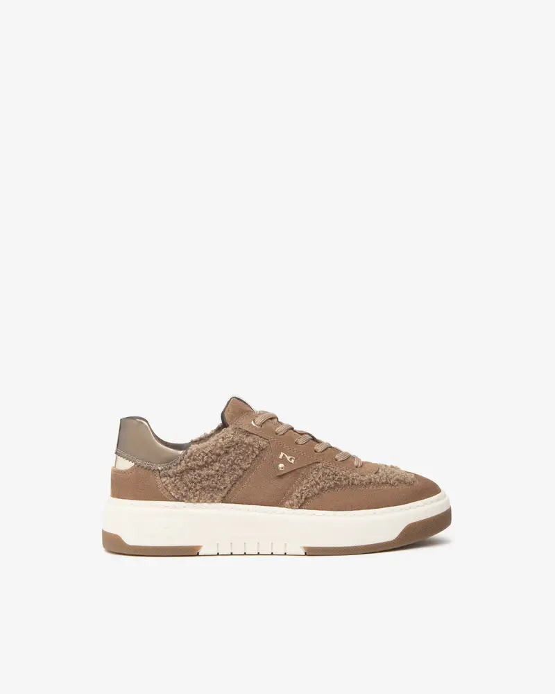 Sneakers Donna in Suede, Tessuto e Materiale Tecnico - Marrone