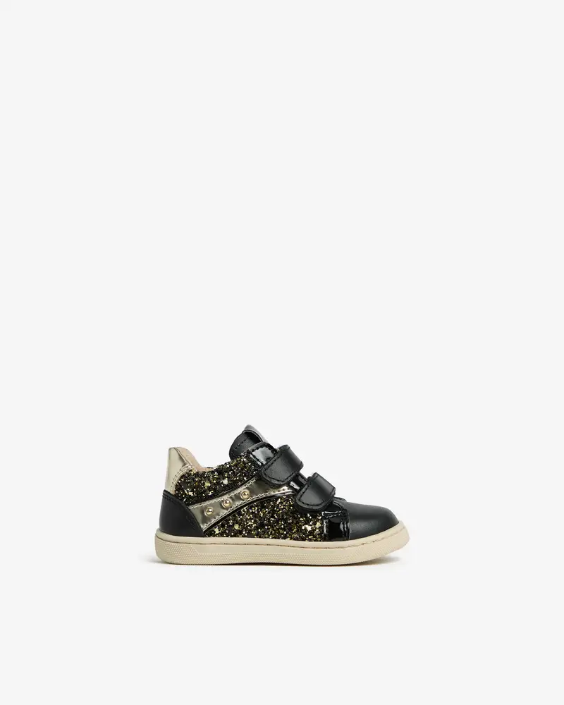 Sneakers Junior da Bambina in Materiale Tecnico e Pelle - Nero