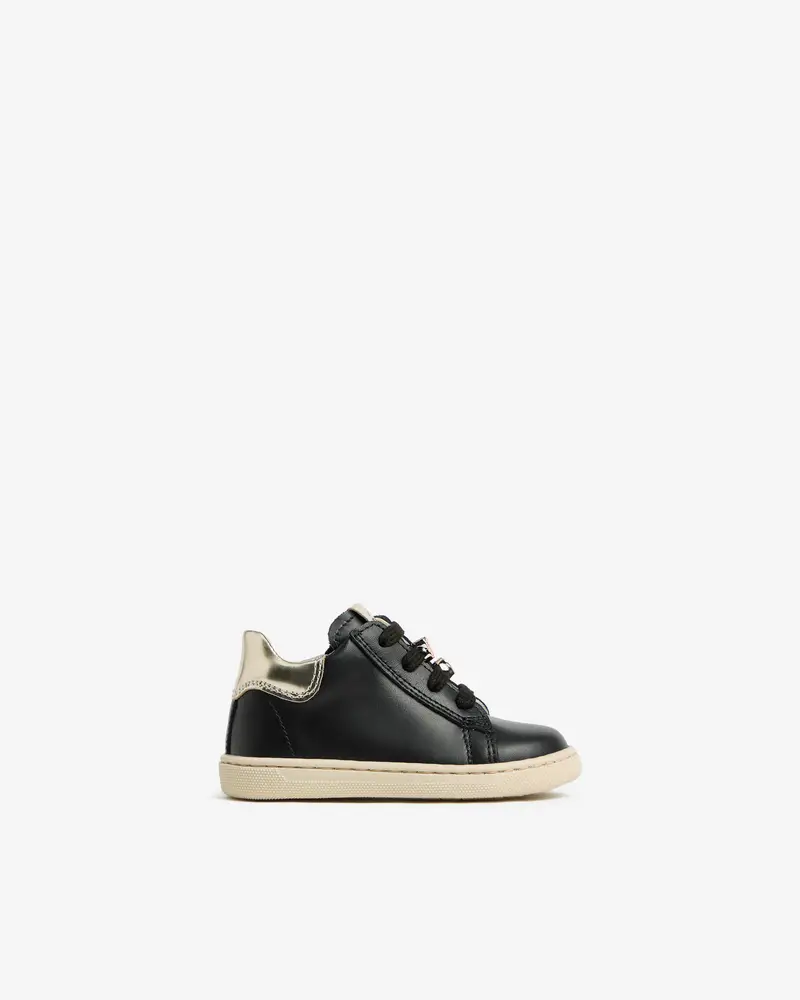 Sneakers Junior da Bambina in Pelle e Materiale Tecnico - Nero