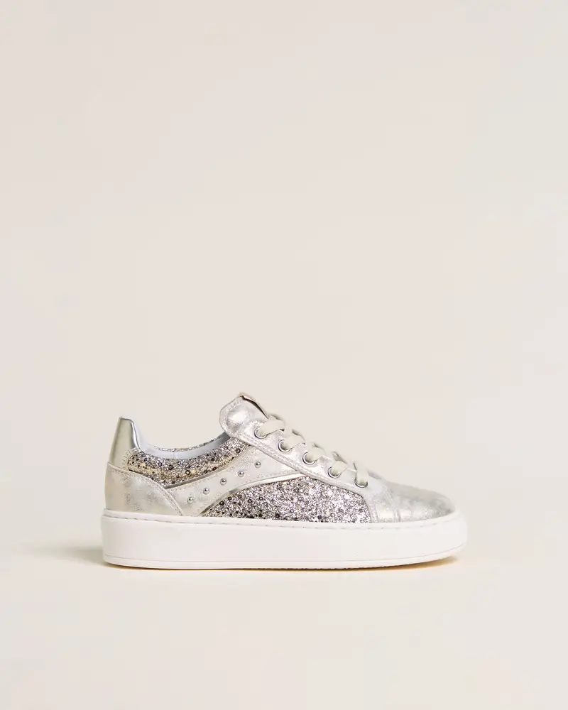 NeroGiardini Sneakers Teen da Ragazza in Materiale Tecnico e Tessuto - Platino