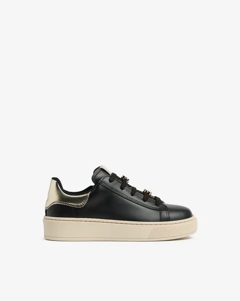 Sneakers Teen da Ragazza in Pelle e Materiale Tecnico - Nero