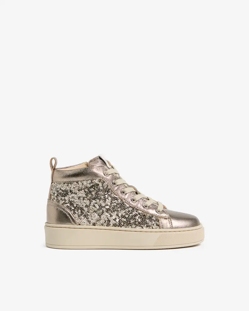 Sneakers Teen da Ragazza in Pelle e Tessuto - Oro