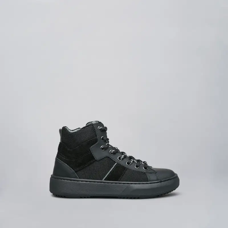 Sneakers Teen da Ragazzo in Pelle e Tela - Nero
