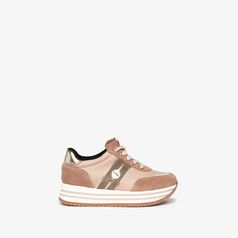 Sneakers Teens da Ragazza in Camoscio e Pelle - Rosa
