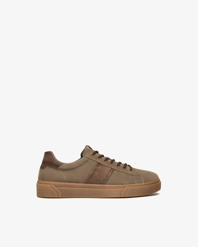 Sneakers Uomo in Camoscio e Pelle - Beige
