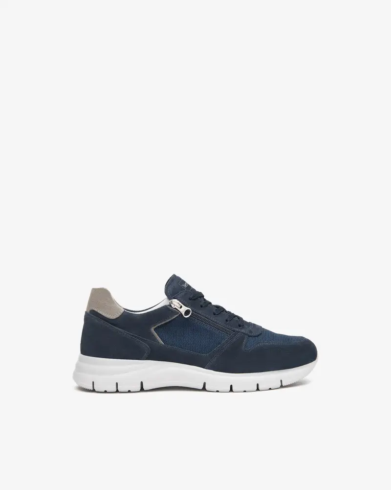 Sneakers Uomo in Camoscio e Tela - Blu