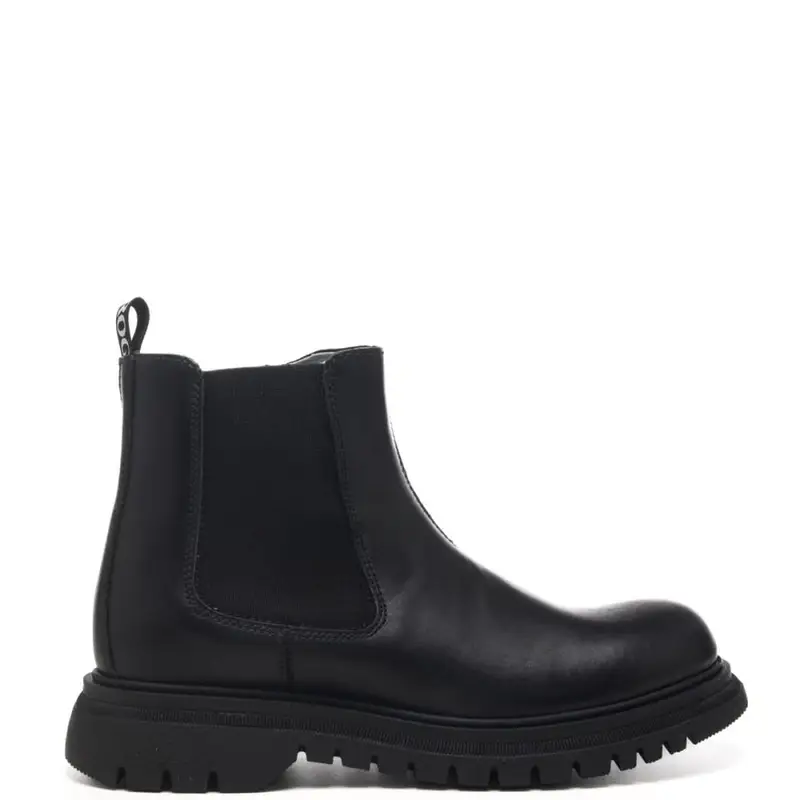 Nerogiardini stivaletti bimbo in pelle con inserti in tessuto