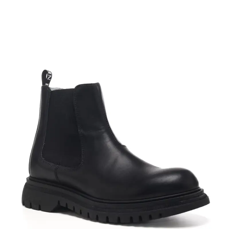 Nerogiardini stivaletti bimbo in pelle con inserti in tessuto miniatura 2