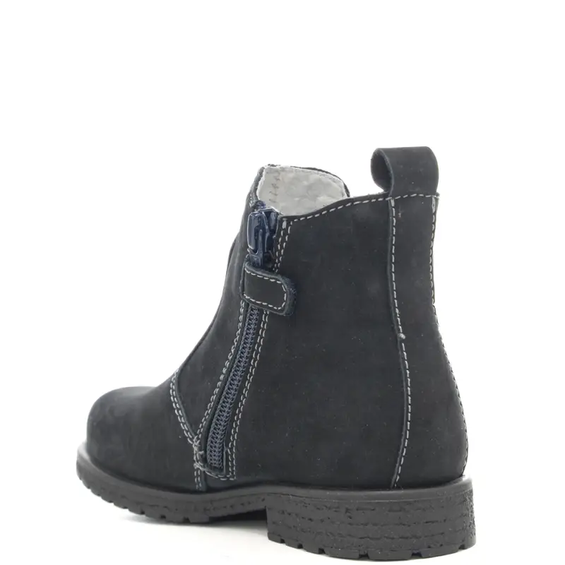 stivaletti da bambino in suede con tessuto elasticizzato a contrasto colore blu navy miniatura 3