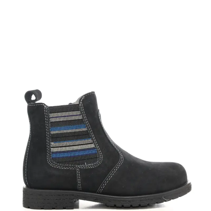 stivaletti da bambino in suede con tessuto elasticizzato a contrasto colore blu navy