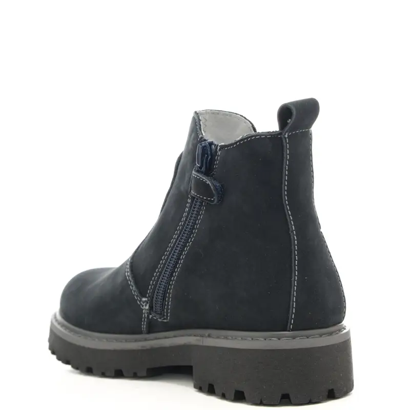 stivaletti da bambino in suede con tessuto elasticizzato a contrasto colore blu navy miniatura 3