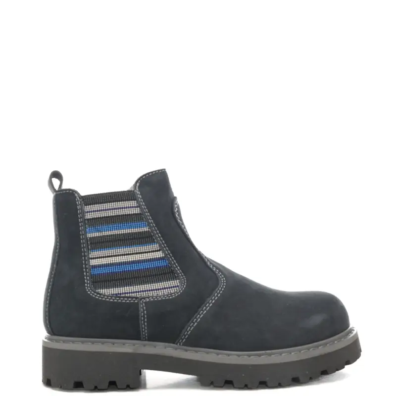 stivaletti da bambino in suede con tessuto elasticizzato a contrasto colore blu navy