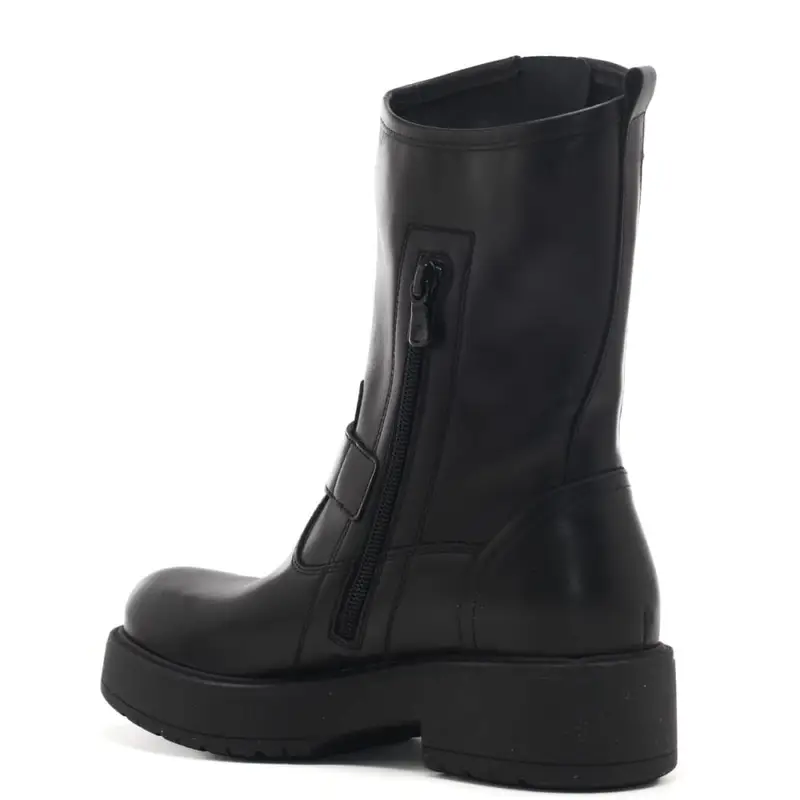 Nerogiardini stivaletti da donna in vera pelle con fibbie laterali neri miniatura 2