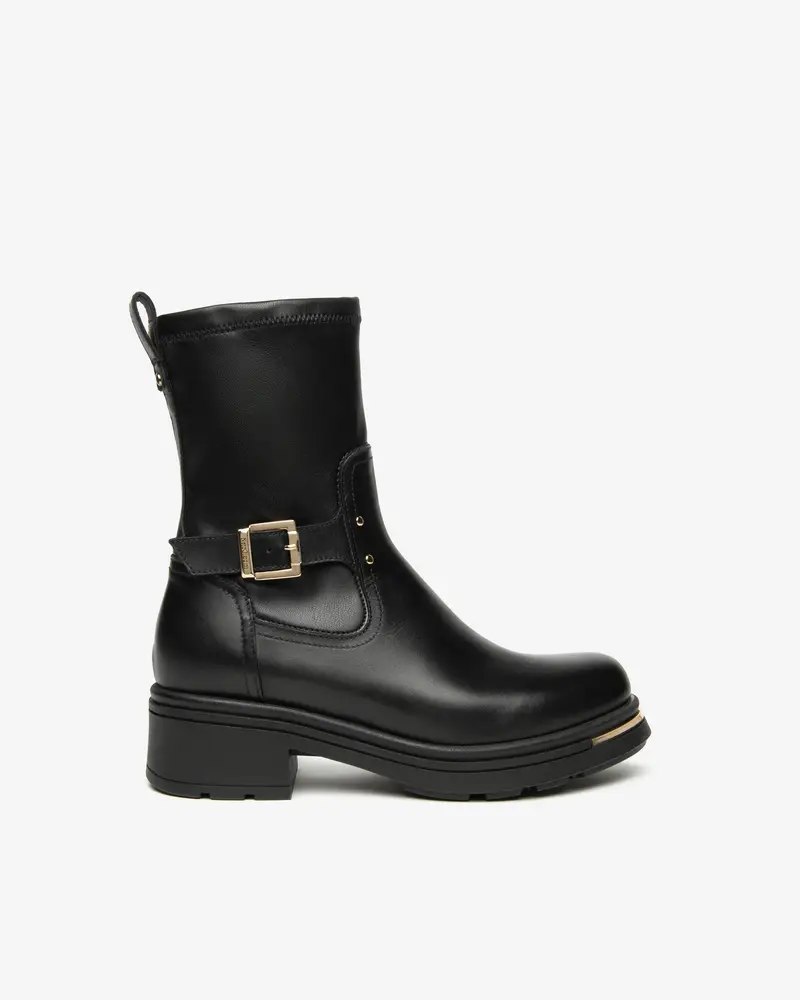 Stivaletti Donna in Pelle e Materiale Tecnico - Nero