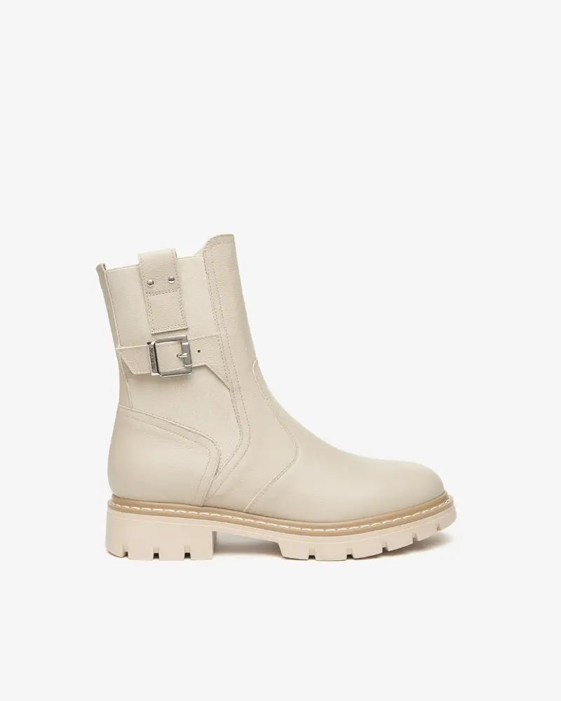 Stivaletti Donna in Pelle e Tessuto - Avorio