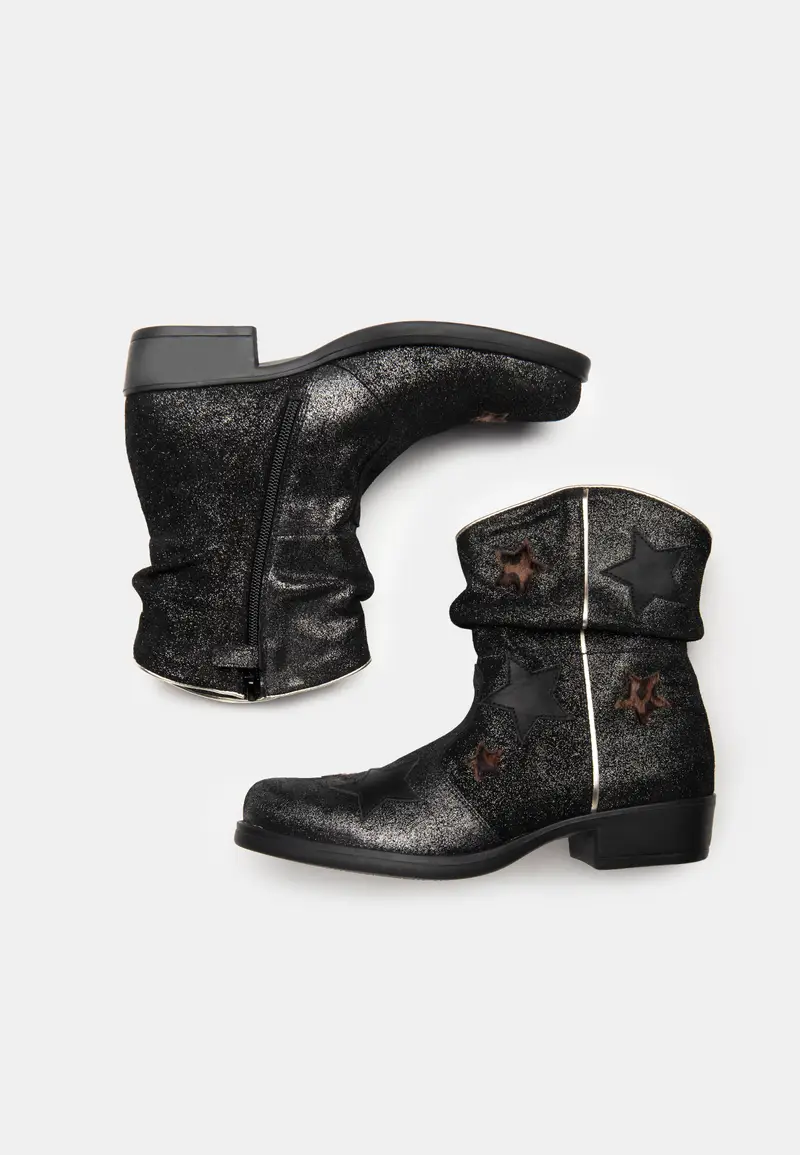 Stivaletti Teen da Ragazza in Camoscio, Pelle e Materiale Tecnico - Nero