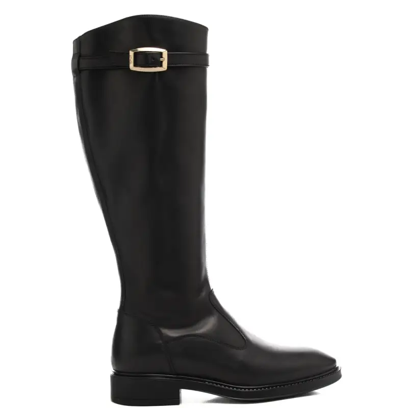 stivali da donna con fibbia sulla parte alta della tomaia neri