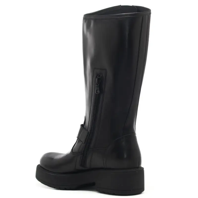 Nerogiardini stivali da donna in vera pelle con fibbie laterali neri miniatura 2