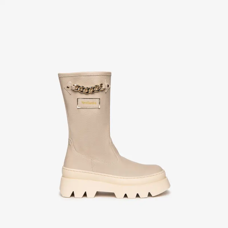 Stivali Teens da Ragazza in Pelle - Beige