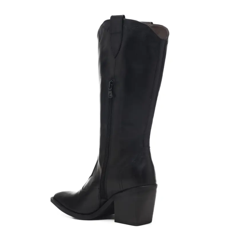 stivali texani cowboy in pelle nera miniatura 3