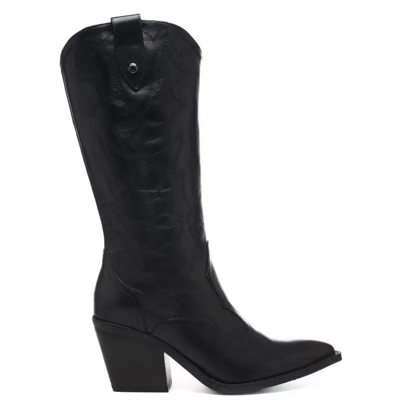 stivali texani cowboy in pelle nera