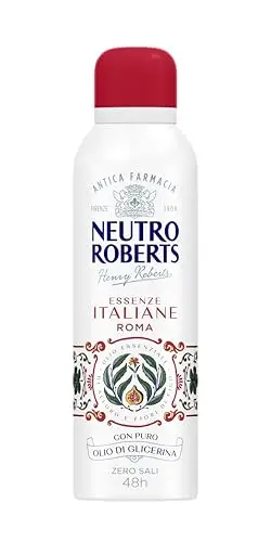 Neutro Roberts, Deodorante Spray Roma Senza Sali di Alluminio, Zero Macchie, con Olio Essenziale di Alloro e Fiori di