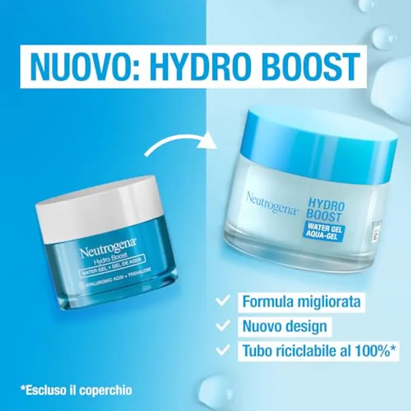 Neutrogena Hydro Boost Acqua Gel, Crema idratante viso in gel leggero a base acqua, Crema viso Acido Ialuronico per miniatura 3