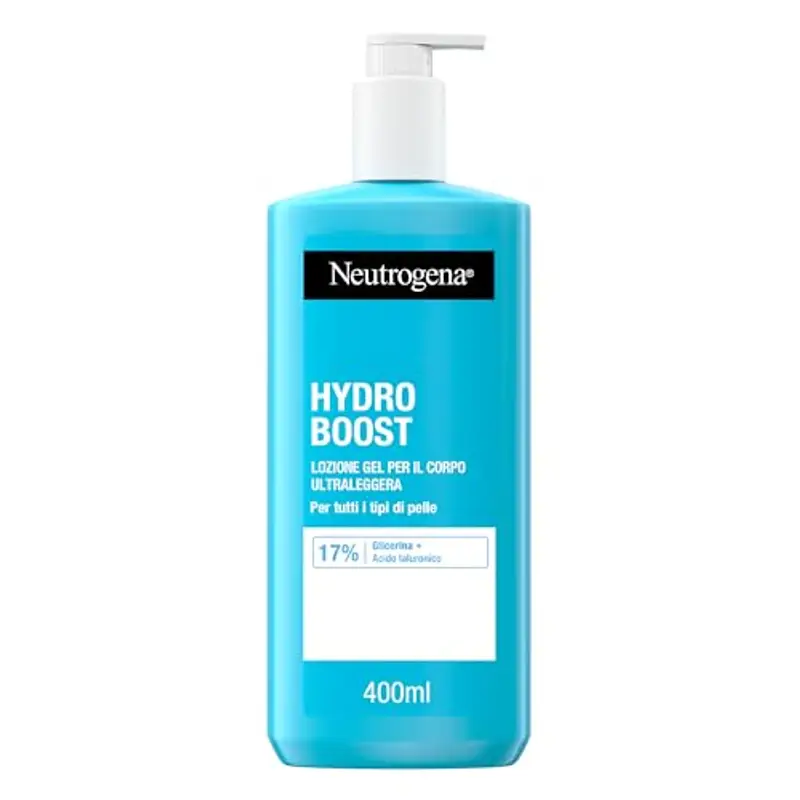 Neutrogena Hydro Boost Lozione Gel per il Corpo Ultraleggera, Crema corpo rinfrescante e nutriente 72h, Crema idratante corpo con Acido Ialuronico, Crema gel corpo per tutti i tipi di pelle, 400 ml