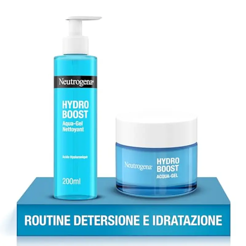Neutrogena Hydro Boost Routine Detersione e Idratazione Skincare Kit Acqua-Gel, Set skincare viso completo con Crema