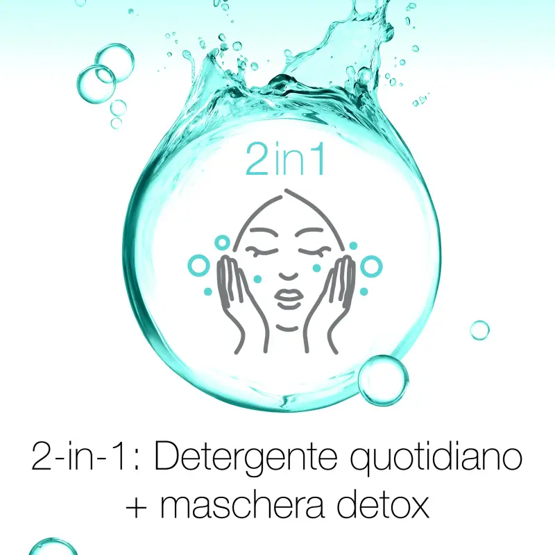 Viso Skin Detox Maschera Purificante all'Argilla 2in1 - Crema detergente viso, Maschera viso purificante miniatura 3