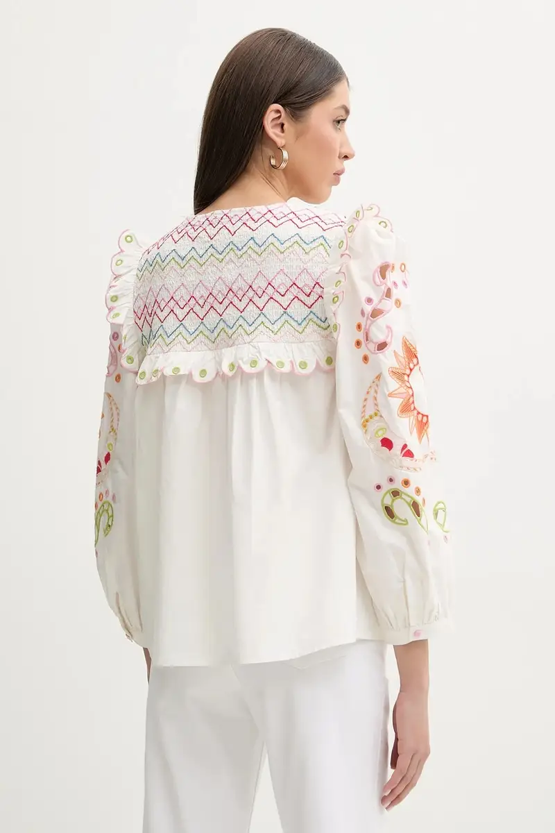 camicetta donna colore bianco con applicazione NFDTO1504 miniatura 3