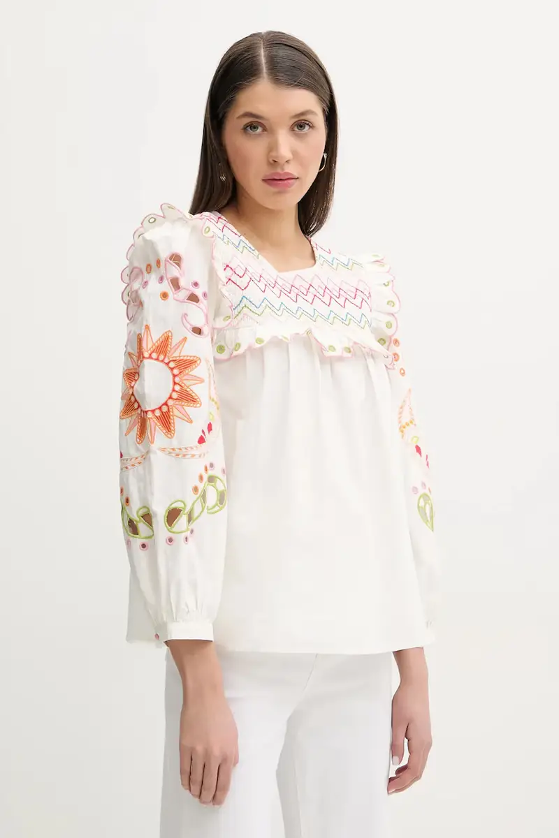 camicetta donna colore bianco con applicazione NFDTO1504