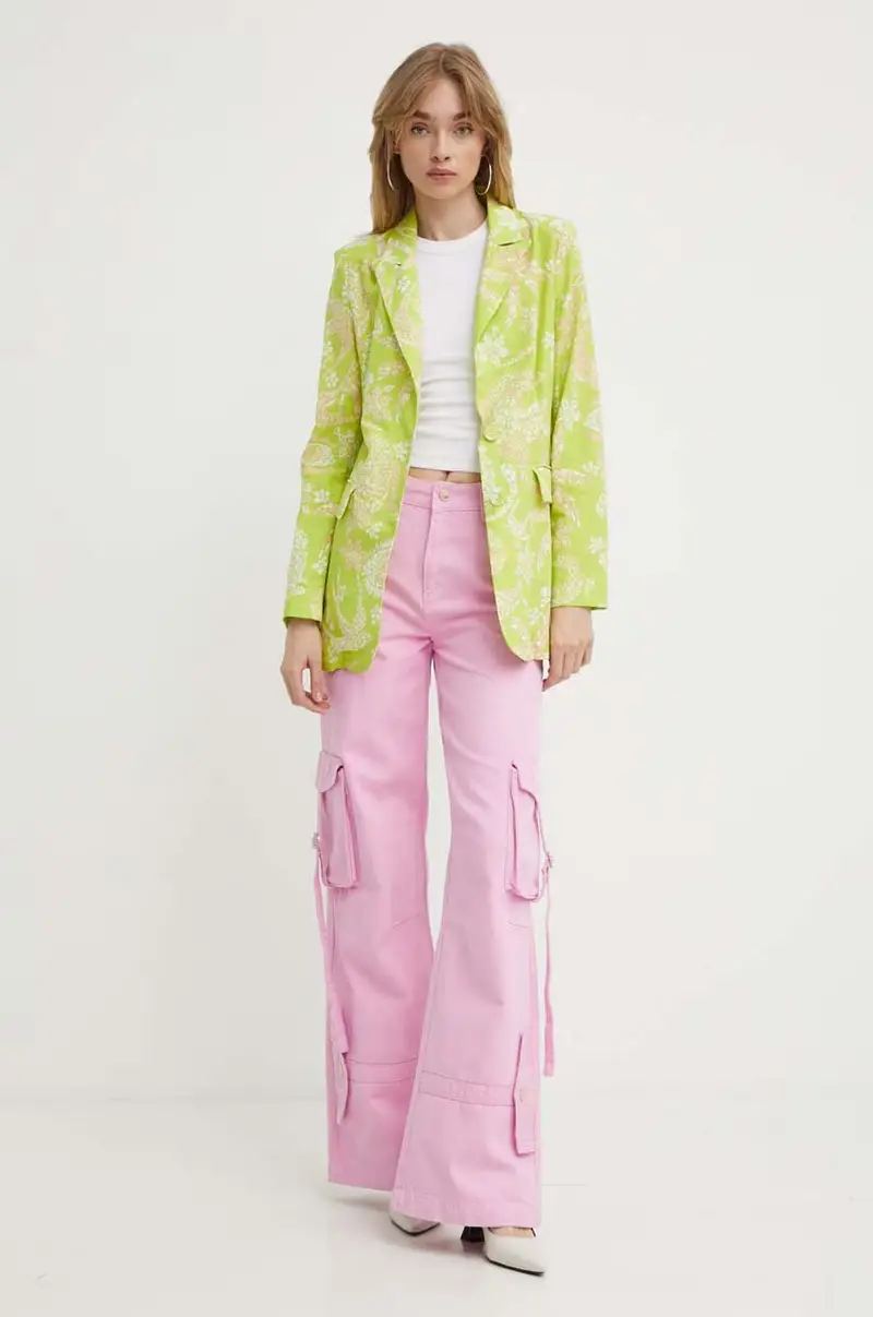 giacca in lino misto colore verde miniatura 2