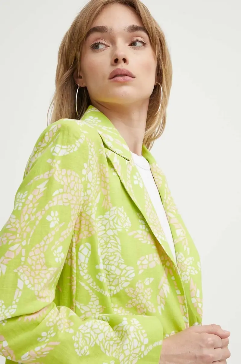 giacca in lino misto colore verde miniatura 4