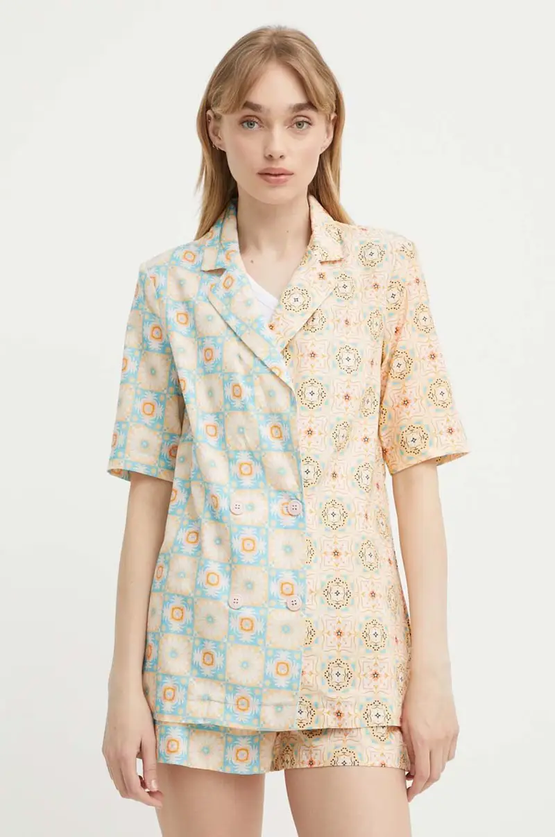 giacca in lino misto Multicolore