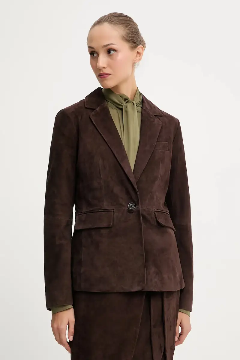 giacca in pelle scamosciata colore marrone NFDOU409