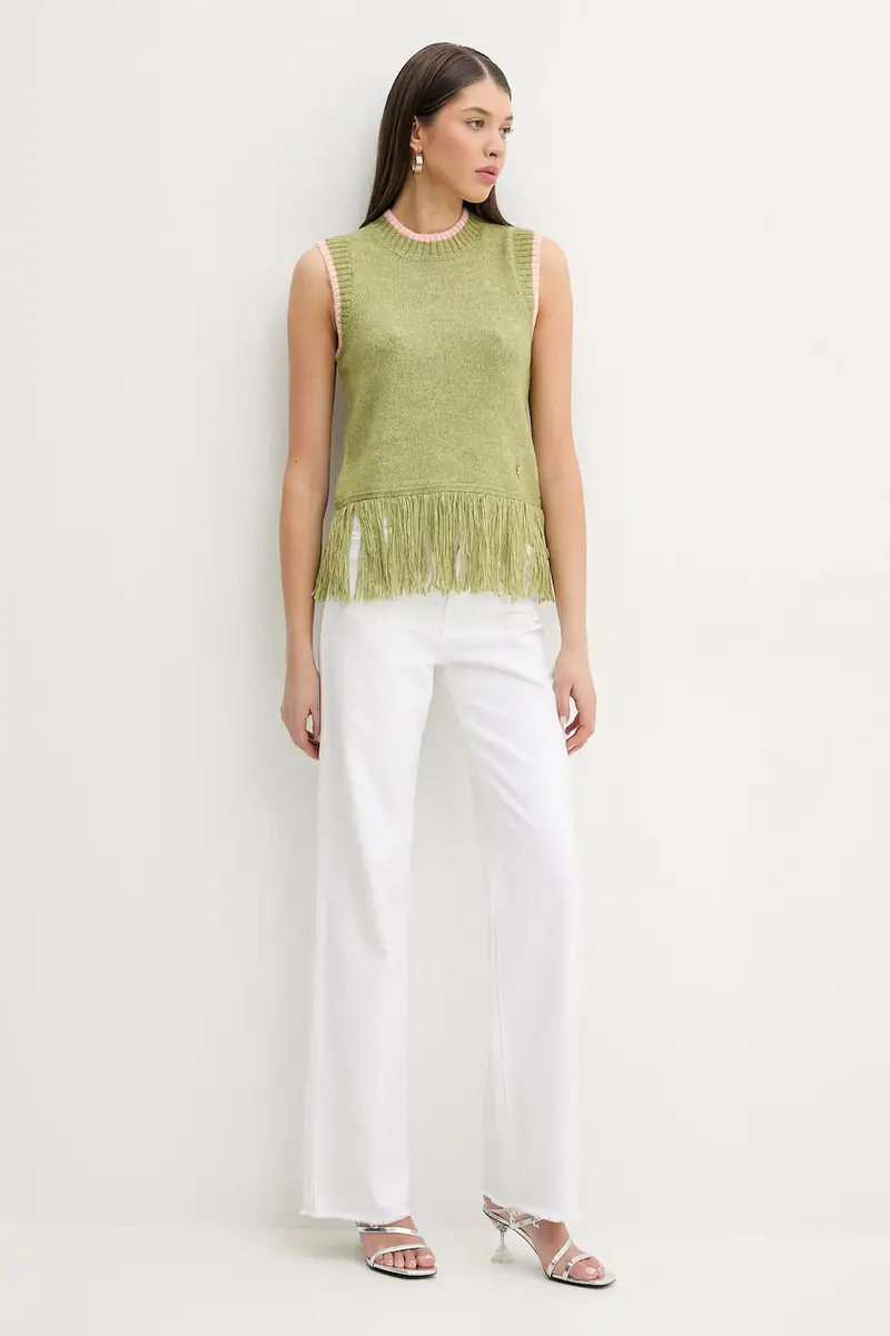 gilè con aggiunta di lana donna colore verde NFDKN555 miniatura 2