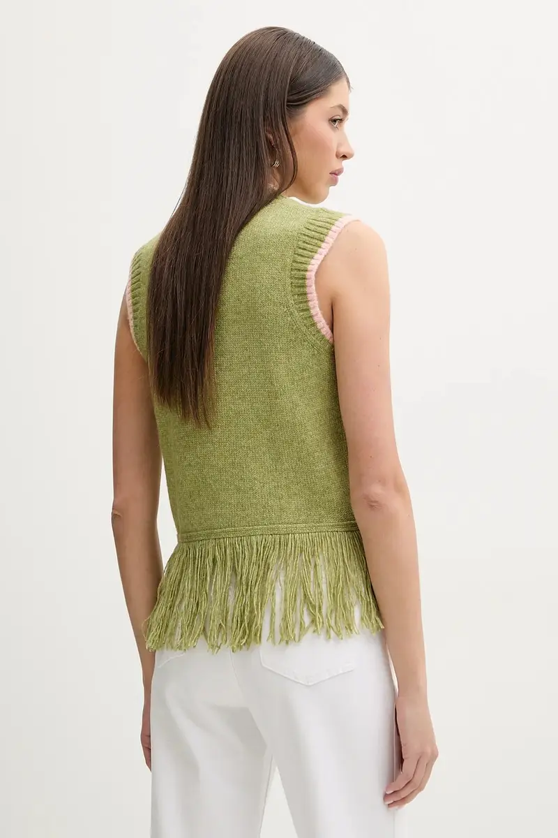 gilè con aggiunta di lana donna colore verde NFDKN555 miniatura 3