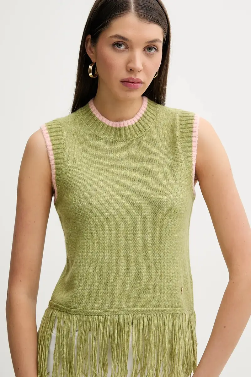 gilè con aggiunta di lana donna colore verde NFDKN555 miniatura 4