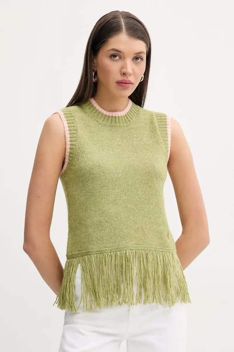 gilè con aggiunta di lana donna colore verde NFDKN555