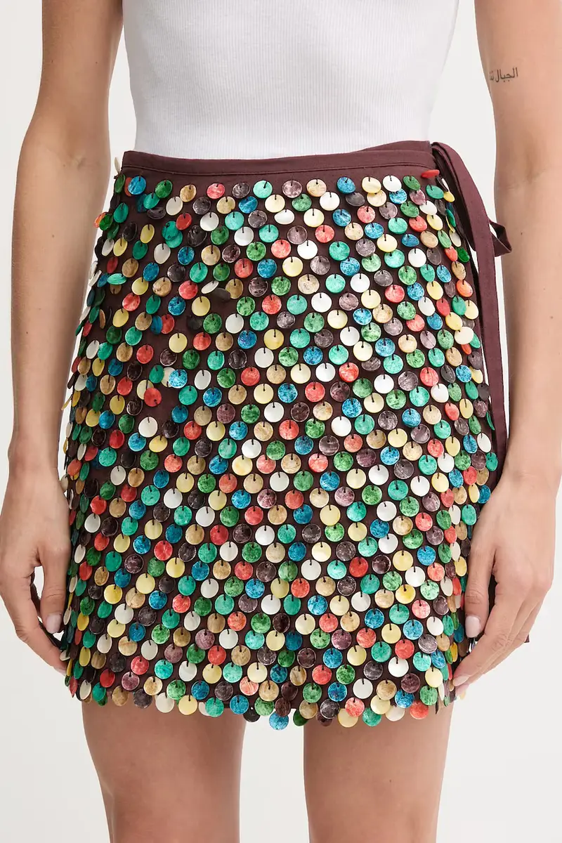 gonna con aggiunta di lino colore marrone NFDSK715