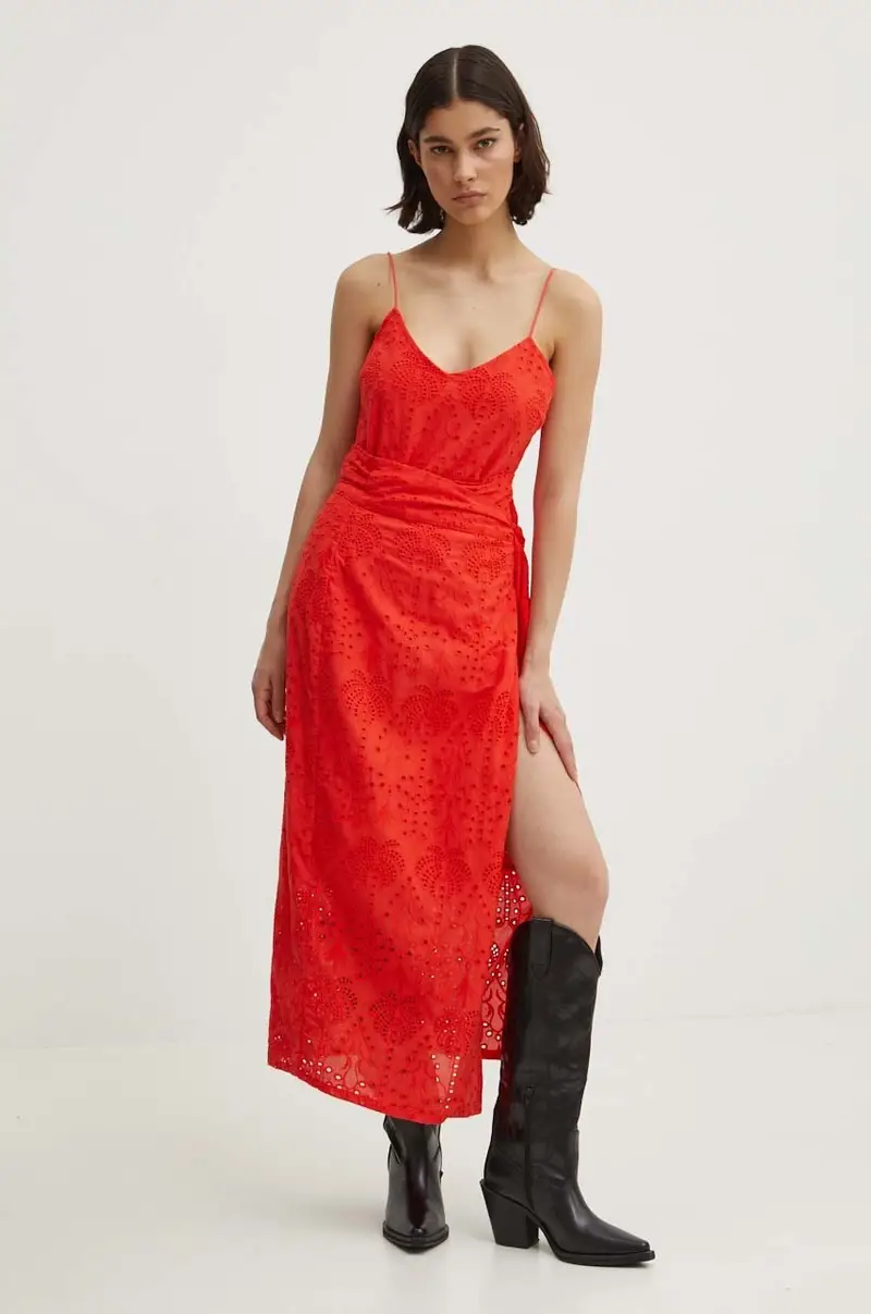 gonna in cotone Jaspre Skirt colore rosso NFDSK455 miniatura 2