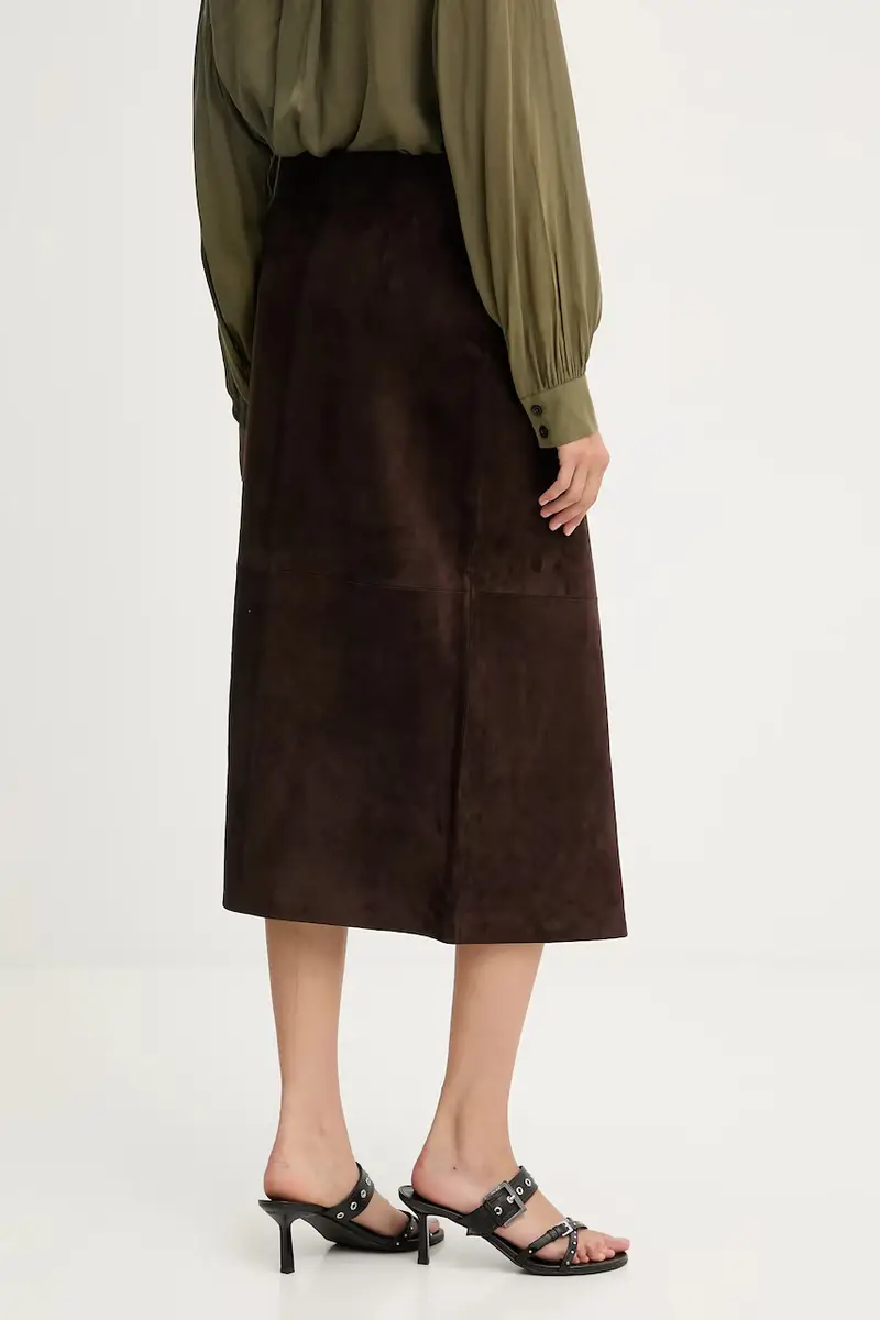 gonna in pelle scamosciata colore marrone NFDSK724 miniatura 3
