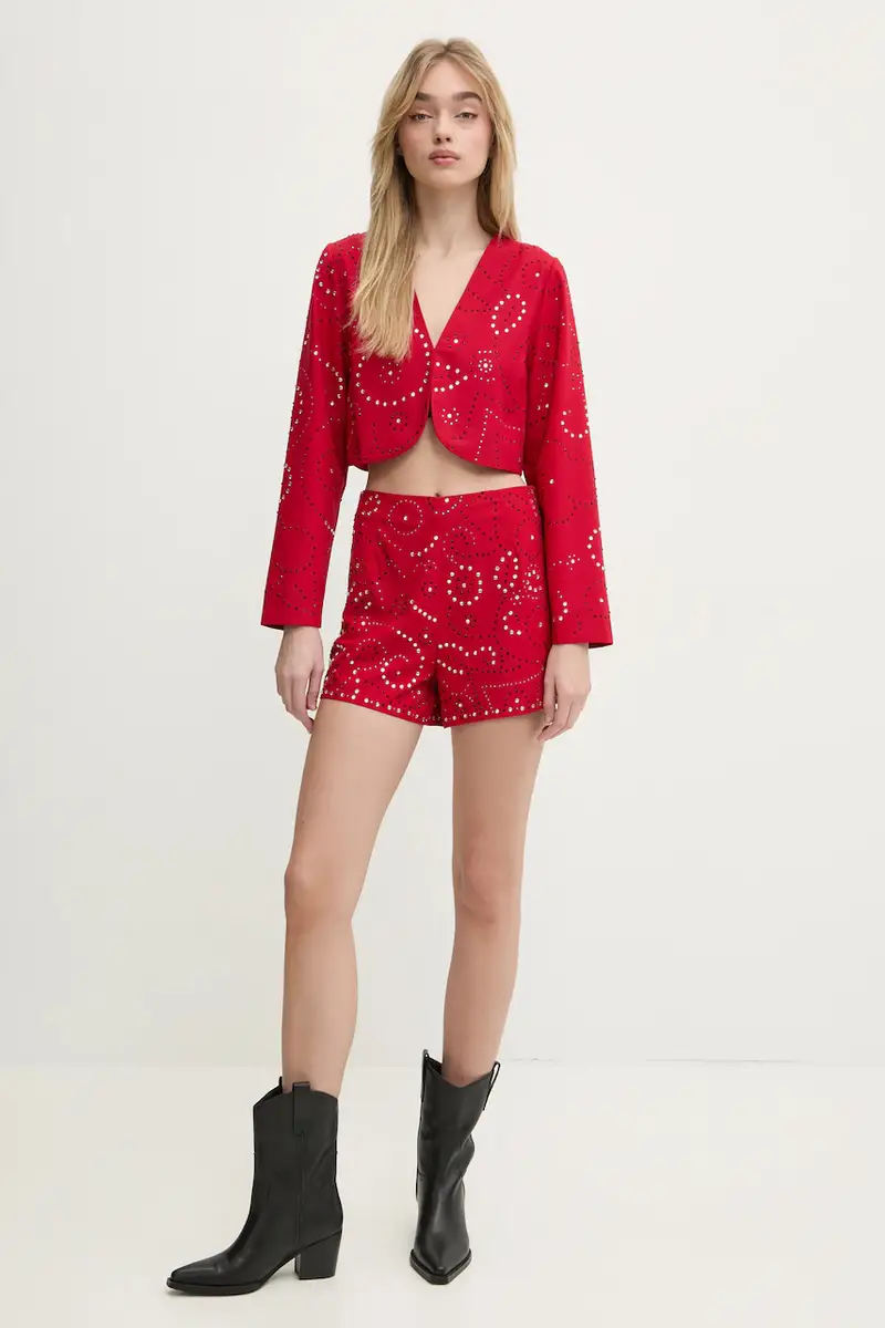 pantaloncini Gem donna colore rosso con applicazione NFDTR423 miniatura 2