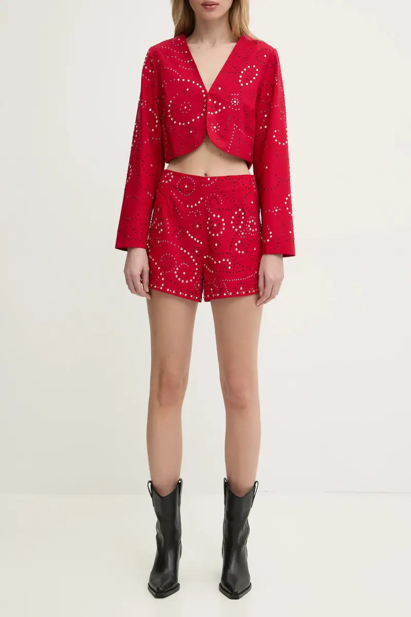 pantaloncini Gem donna colore rosso con applicazione NFDTR423 miniatura 4