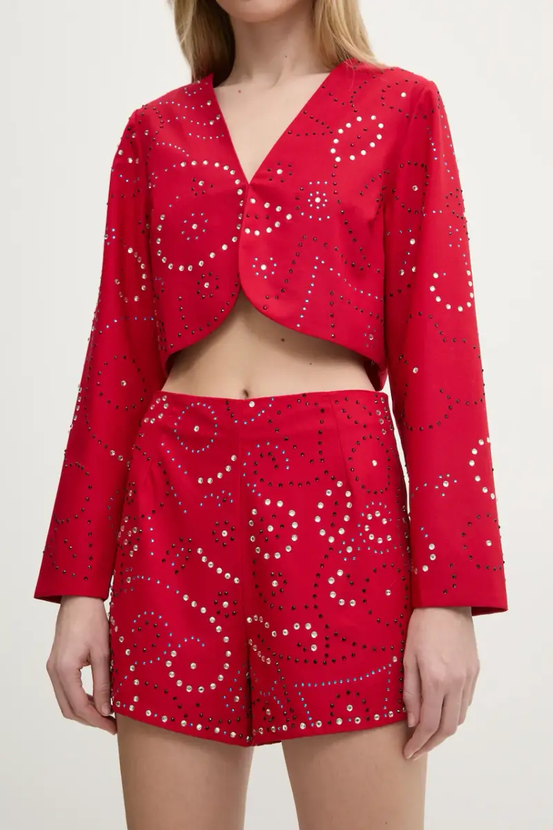 pantaloncini Gem donna colore rosso con applicazione NFDTR423