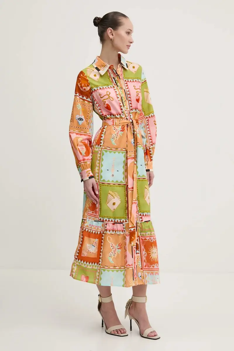 vestito con aggiunta di lino colore arancione NFDDR1782